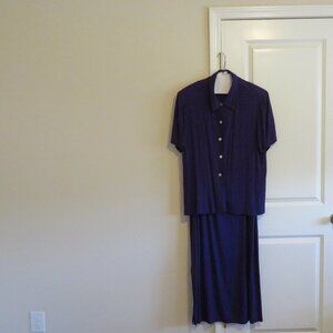 karin stevens Deep Purple 2 Piece Tank Dress with Short Sleeve Jacket Size 18
